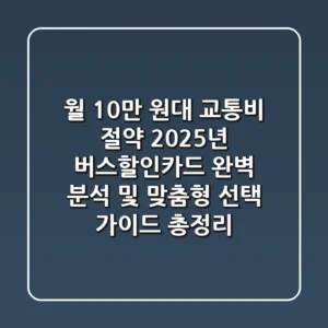 "월 10만 원대 교통비 절약?", 2025년 버스할인카드 완벽 분석 및 맞춤형 선택 가이드 총정리