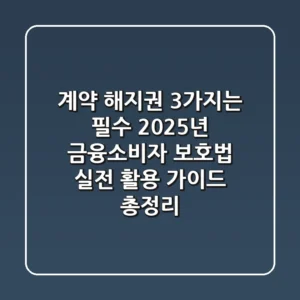 "계약 해지권 3가지는 필수", 2025년 금융소비자 보호법 실전 활용 가이드 총정리