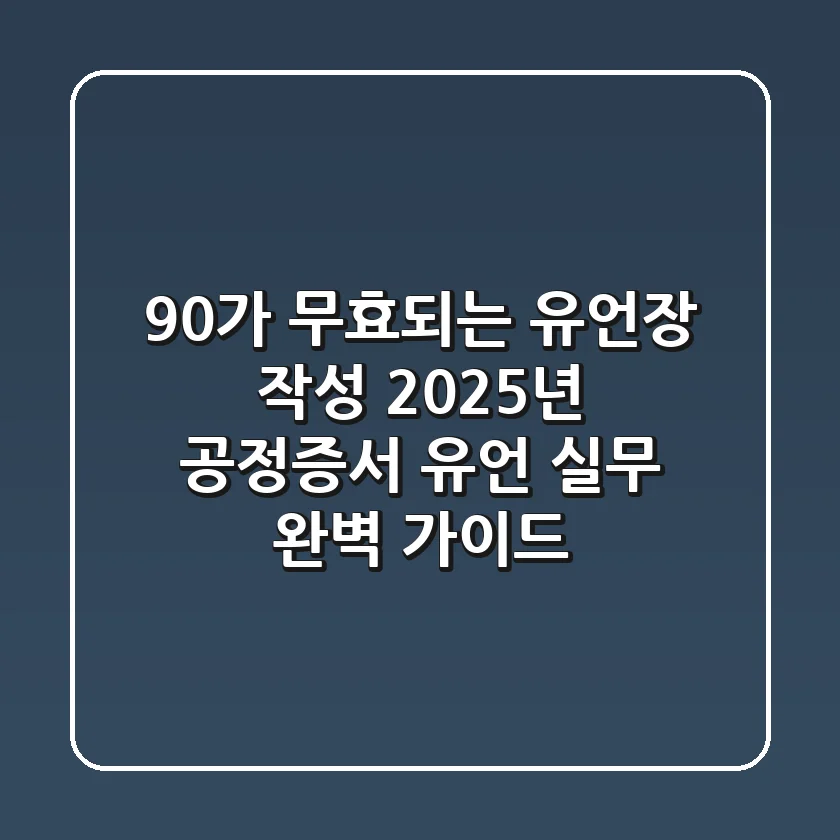 "90%가 무효되는 유언장 작성? 2025년 '공정증서 유언' 실무 완벽 가이드"