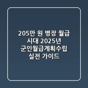 "205만 원 병장 월급 시대", 2025년 군인월급계획수립 실전 가이드