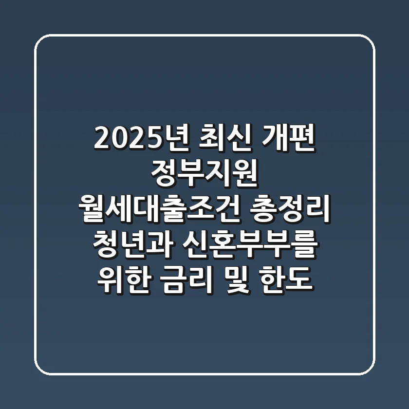"2025년 최신 개편", 정부지원 월세대출조건 총정리: 청년과 신혼부부를 위한 금리 및 한도