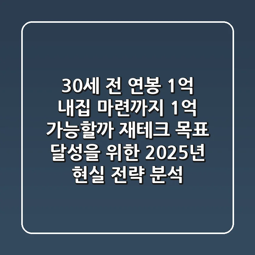 "30세 전, 연봉 1억, 내집 마련까지?", '1억 가능할까' 재테크 목표 달성을 위한 2025년 현실 전략 분석
