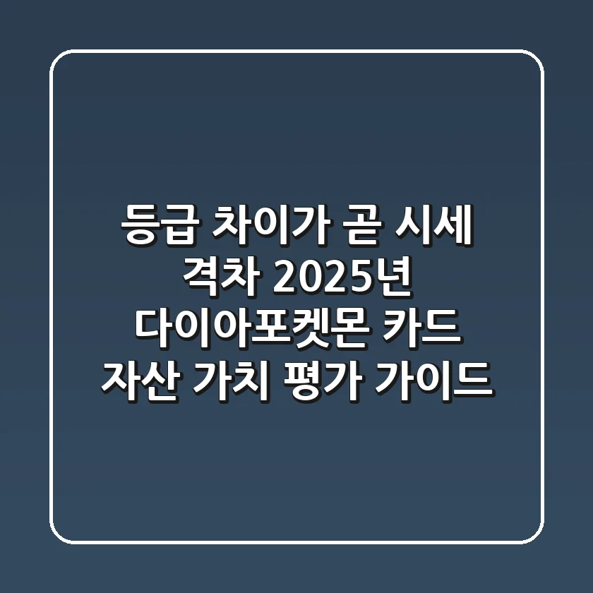 "등급 차이가 곧 시세 격차", 2025년 다이아·포켓몬 카드 자산 가치 평가 가이드