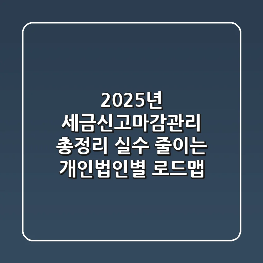 "2025년 세금신고마감관리 총정리", 실수 줄이는 개인·법인별 로드맵