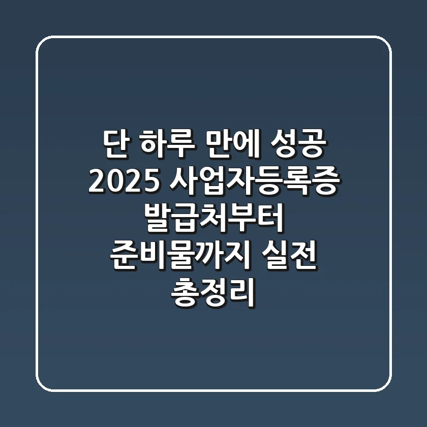 "단 하루 만에 성공!", 2025 사업자등록증 발급처부터 준비물까지 실전 총정리