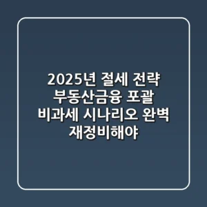 "2025년 절세 전략", 부동산·금융 포괄 비과세 시나리오 완벽 재정비해야
