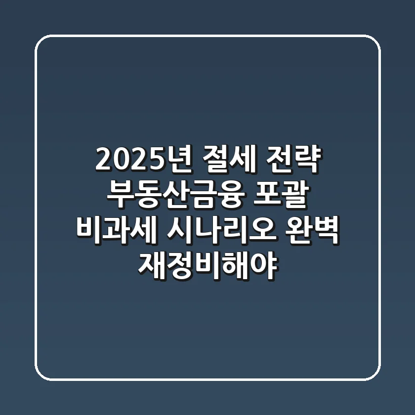"2025년 절세 전략", 부동산·금융 포괄 비과세 시나리오 완벽 재정비해야