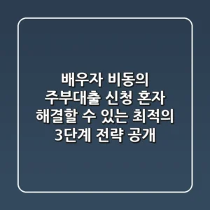 배우자 비동의 주부대출 신청, '혼자 해결'할 수 있는 최적의 3단계 전략 공개