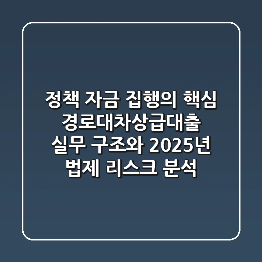 "정책 자금 집행의 핵심", 경로대차상급대출 실무 구조와 2025년 법제 리스크 분석