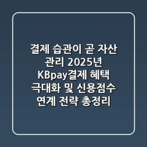"결제 습관이 곧 자산 관리", 2025년 KBpay결제 혜택 극대화 및 신용점수 연계 전략 총정리