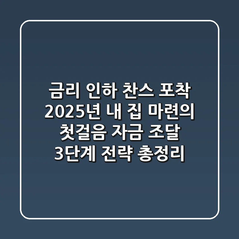 "금리 인하 찬스 포착", 2025년 내 집 마련의 첫걸음, 자금 조달 3단계 전략 총정리