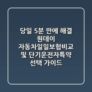 "당일 5분 만에 해결", 원데이 자동차일일보험비교 및 단기운전자특약 선택 가이드
