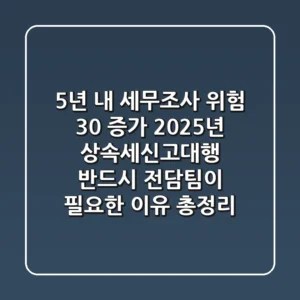"5년 내 세무조사 위험 30% 증가", 2025년 상속세신고대행, 반드시 전담팀이 필요한 이유 총정리