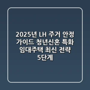 "2025년 LH 주거 안정 가이드", 청년·신혼 특화 임대주택 최신 전략 5단계