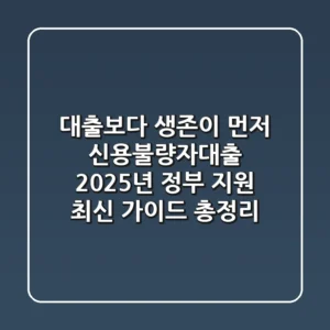 "대출보다 생존이 먼저", 신용불량자대출 2025년 정부 지원 최신 가이드 총정리