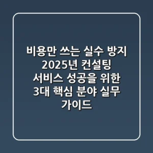 "비용만 쓰는 실수 방지", 2025년 컨설팅 서비스 성공을 위한 3대 핵심 분야 실무 가이드