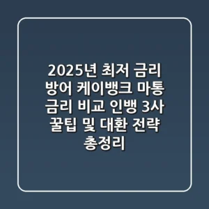 "2025년 최저 금리 방어", 케이뱅크 마통 금리 비교: 인뱅 3사 꿀팁 및 대환 전략 총정리!