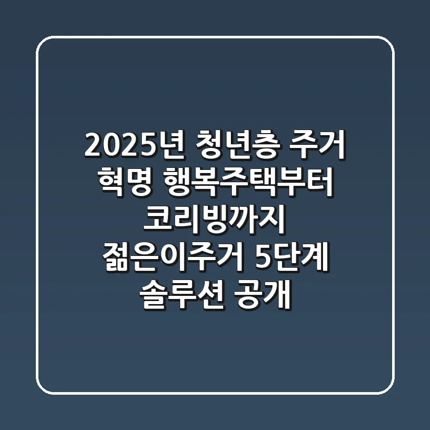 "2025년 청년층 주거 혁명", 행복주택부터 코리빙까지 젊은이주거 5단계 솔루션 공개
