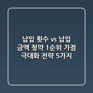 납입 횟수 vs 납입 금액, 청약 1순위 가점 극대화 전략 5가지