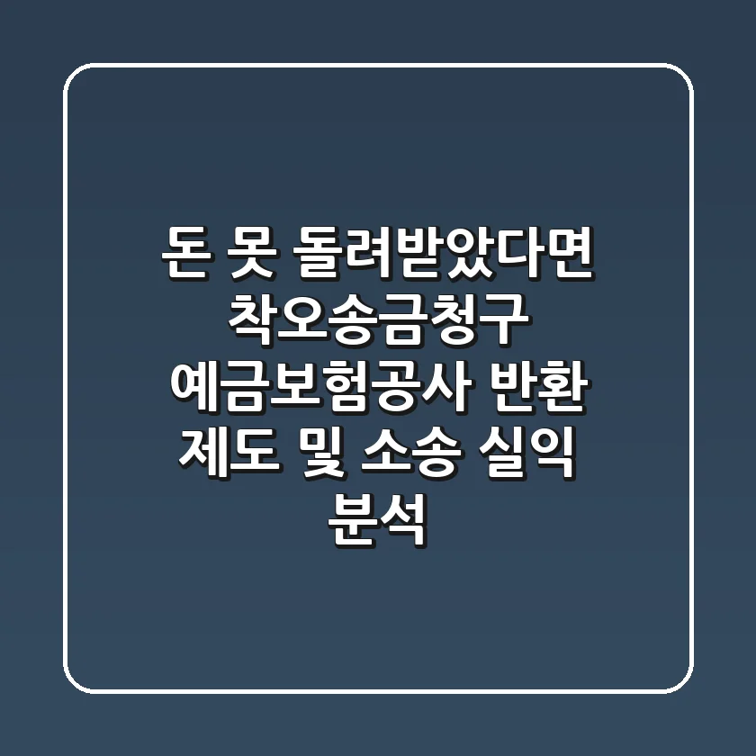 "돈 못 돌려받았다면?" 착오송금청구, 예금보험공사 반환 제도 및 소송 실익 분석