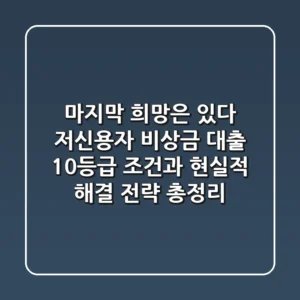 "마지막 희망은 있다", 저신용자 비상금 대출 10등급 조건과 현실적 해결 전략 총정리