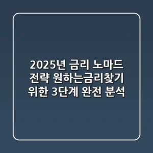 "2025년 금리 노마드 전략", 원하는금리찾기 위한 3단계 완전 분석