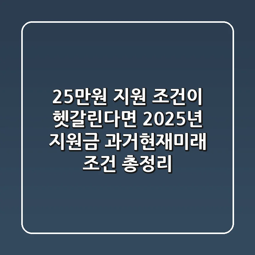 "25만원 지원 조건이 헷갈린다면?", 2025년 지원금 과거-현재-미래 조건 총정리