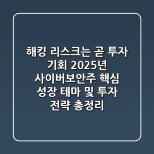 "해킹 리스크는 곧 투자 기회", 2025년 사이버보안주 핵심 성장 테마 및 투자 전략 총정리