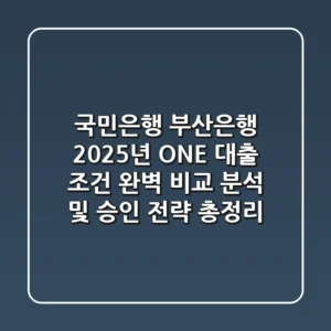 "국민은행? 부산은행?", 2025년 ONE 대출 조건 완벽 비교 분석 및 승인 전략 총정리