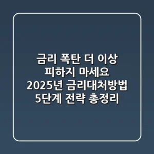 "금리 폭탄, 더 이상 피하지 마세요" 2025년 금리대처방법 5단계 전략 총정리