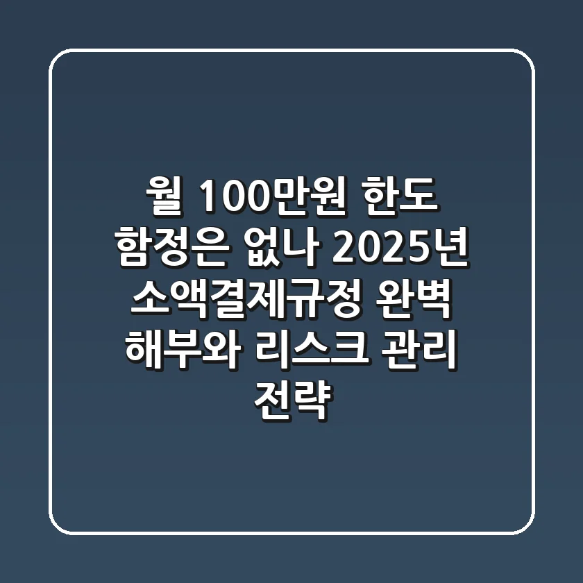 "월 100만원 한도, 함정은 없나?", 2025년 소액결제규정 완벽 해부와 리스크 관리 전략
