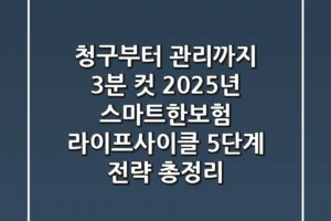 “청구부터 관리까지 3분 컷”, 2025년 스마트한보험 라이프사이클 5단계 전략 총정리