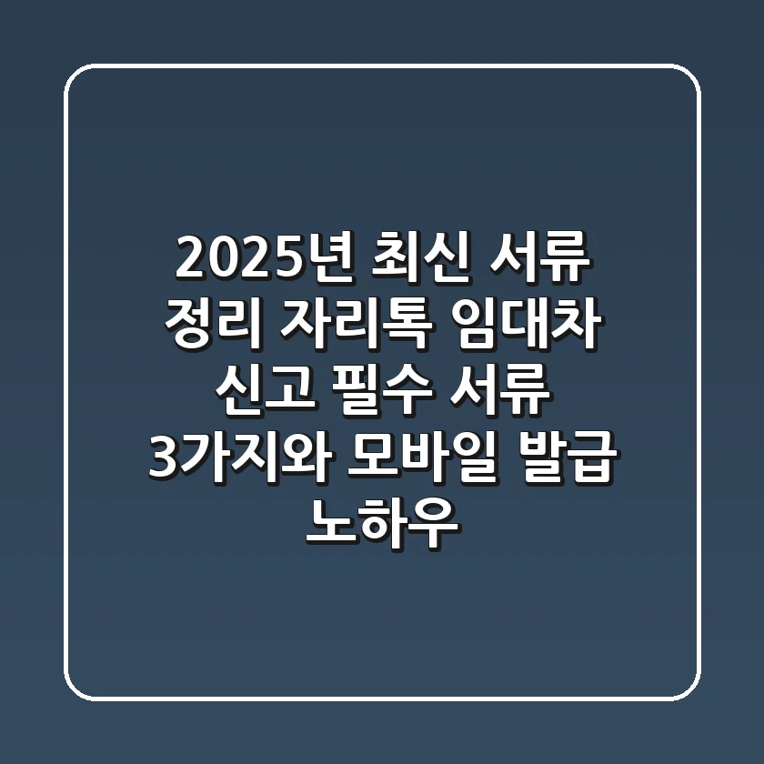 "2025년 최신 서류 정리", 자리톡 임대차 신고 필수 서류 3가지와 모바일 발급 노하우