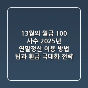 "13월의 월급 100% 사수", 2025년 연말정산 이용 방법 팁과 환급 극대화 전략