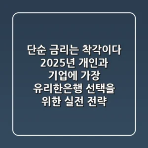 "단순 금리는 착각이다", 2025년 개인과 기업에 가장 유리한은행 선택을 위한 실전 전략