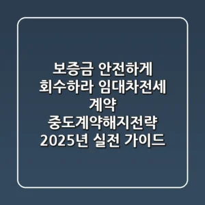"보증금 안전하게 회수하라" 임대차·전세 계약 중도계약해지전략, 2025년 실전 가이드