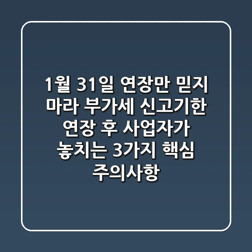 "1월 31일 연장만 믿지 마라", 부가세 신고기한 연장 후 사업자가 놓치는 3가지 핵심 주의사항