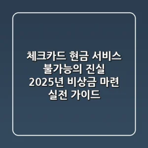 "체크카드 현금 서비스 불가능"의 진실, 2025년 비상금 마련 실전 가이드
