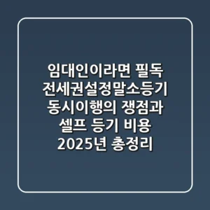 "임대인이라면 필독", 전세권설정말소등기, 동시이행의 쟁점과 셀프 등기 비용 2025년 총정리