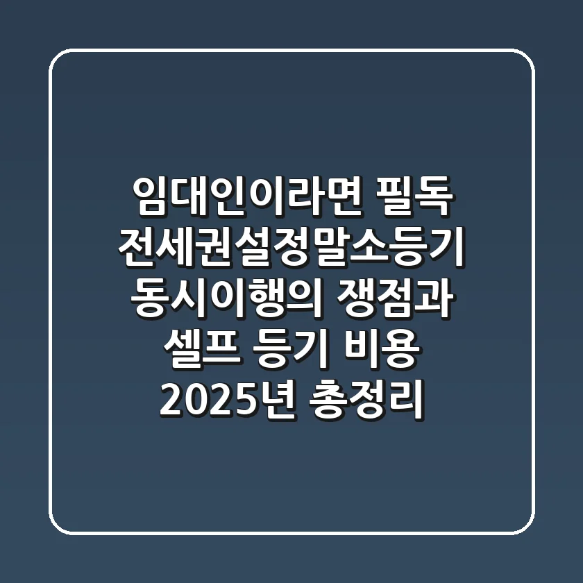 "임대인이라면 필독", 전세권설정말소등기, 동시이행의 쟁점과 셀프 등기 비용 2025년 총정리