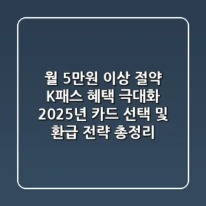 "월 5만원 이상 절약?", K패스 혜택 극대화 2025년 카드 선택 및 환급 전략 총정리