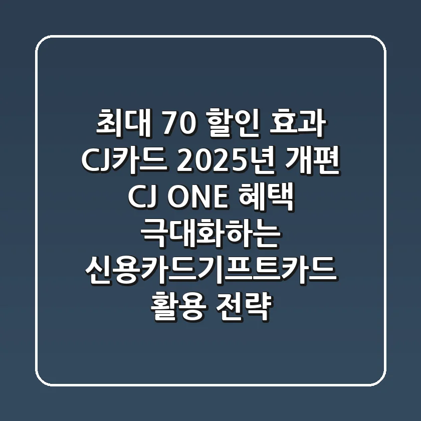 "최대 70% 할인 효과", CJ카드 2025년 개편: CJ ONE 혜택 극대화하는 신용카드·기프트카드 활용 전략