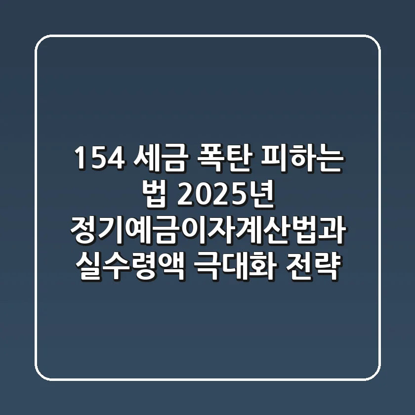 "15.4% 세금 폭탄 피하는 법", 2025년 정기예금이자계산법과 실수령액 극대화 전략