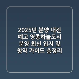 "2025년 분양 대전 예고", 영종하늘도시 분양 최신 입지 및 청약 가이드 총정리