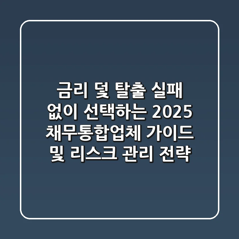 "금리 덫 탈출", 실패 없이 선택하는 2025 채무통합업체 가이드 및 리스크 관리 전략