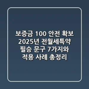 "보증금 100% 안전 확보!", 2025년 전월세특약 필승 문구 7가지와 적용 사례 총정리