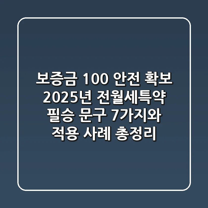 "보증금 100% 안전 확보!", 2025년 전월세특약 필승 문구 7가지와 적용 사례 총정리