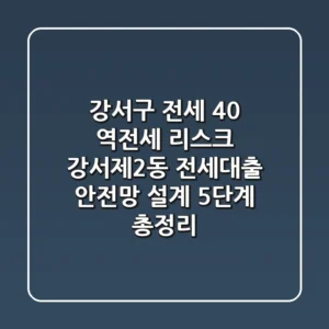 "강서구 전세 40% 역전세 리스크", 강서제2동 전세대출 안전망 설계 5단계 총정리