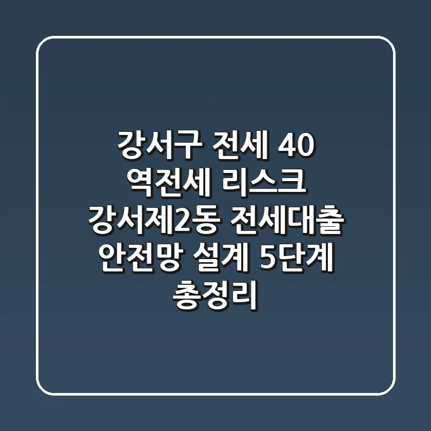 "강서구 전세 40% 역전세 리스크", 강서제2동 전세대출 안전망 설계 5단계 총정리