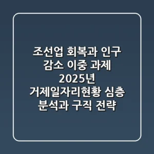 "조선업 회복과 인구 감소 이중 과제", 2025년 거제일자리현황 심층 분석과 구직 전략